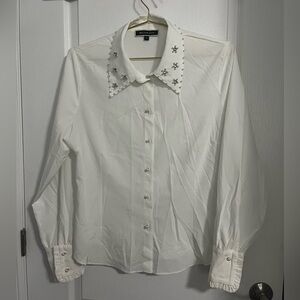 White Embellished Collar Blouse